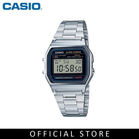 Casio General A158WA-1 Silver Stainless Steel Band Men Watch