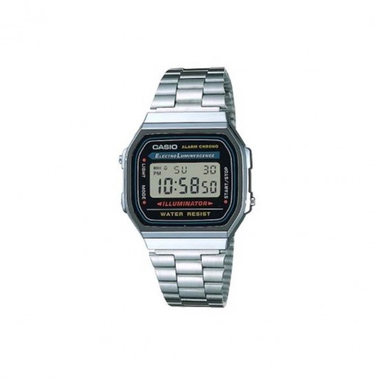 Casio General A168WA-1W Silver Stainless Steel Band Men Watch