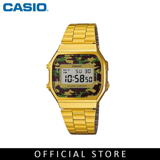 Casio General A168WEGC-3 Gold Stainless Steel Band Men Watch