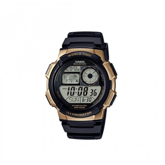 Casio General AE-1000W-1A3 Black Gold Resin Band Men Sports Watch