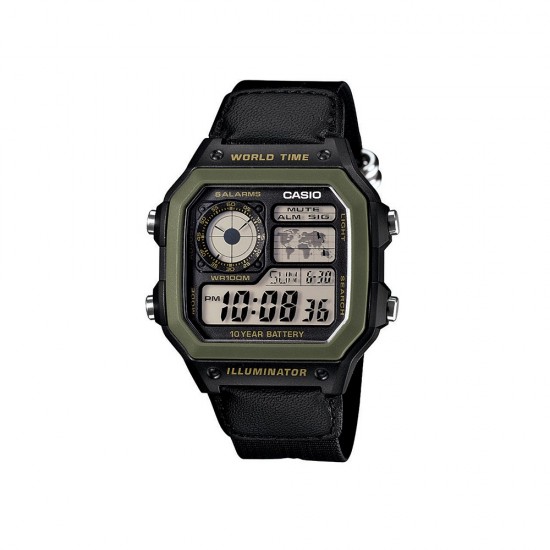 Casio General AE-1200WHB-1B Black Nylon Band Men Watch 