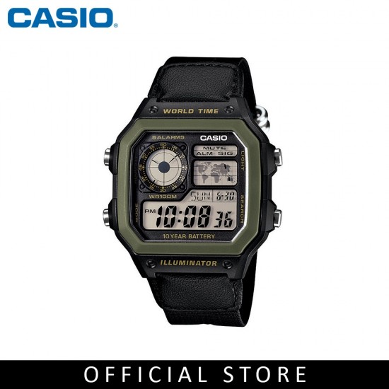 Casio General AE-1200WHB-1B Black Nylon Band Men Watch 