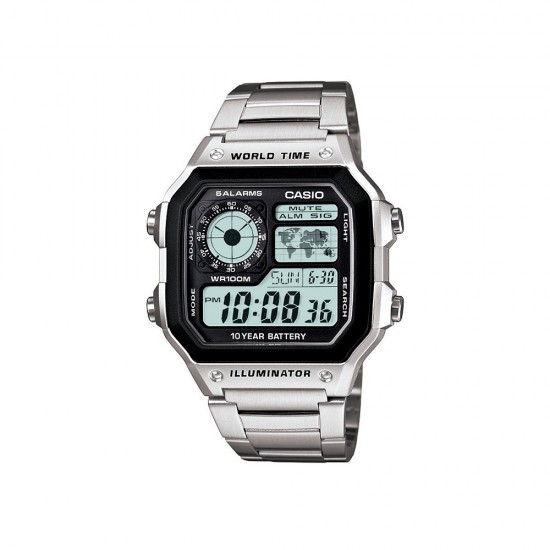 Casio General AE-1200WHD-1A Silver Stainless Steel Band Men Watch