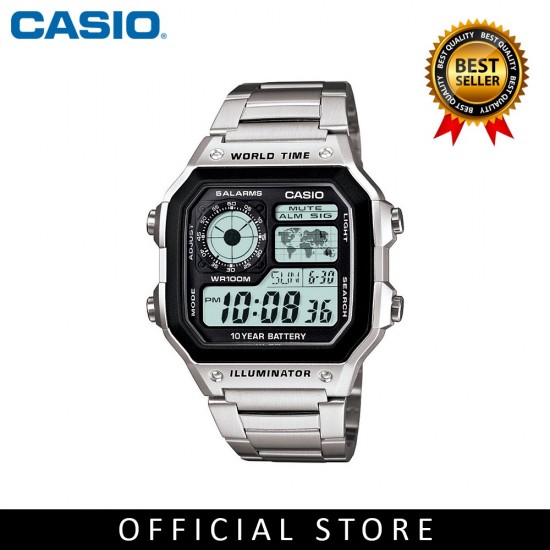Casio General AE-1200WHD-1A Silver Stainless Steel Band Men Watch