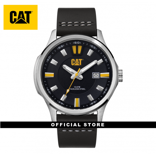 CAT AG 3HD AG-141-34-127 BLACK LEATHER STRAP MEN WATCH