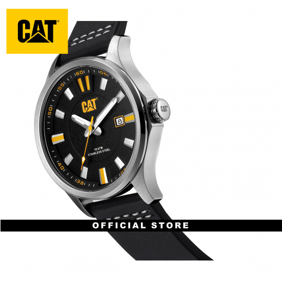 CAT AG 3HD AG-141-34-127 BLACK LEATHER STRAP MEN WATCH