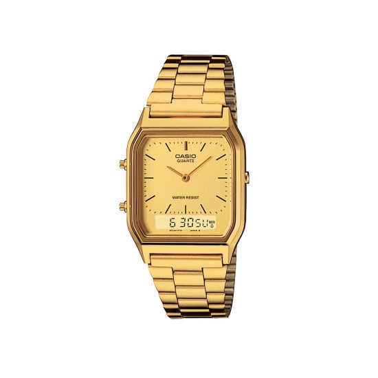 Casio General AQ-230GA-9D Gold Stainless Steel Band Men Watch 