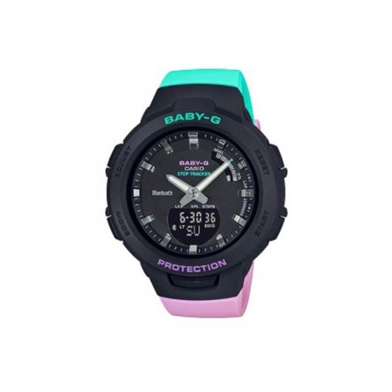 Casio Baby-G BSA-B100MT-1A Blue Pink Resin Band Women Sports Watch