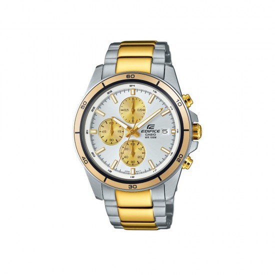 Casio Edifice EFR-526SG-7A9 Silver Gold Strap Stainless Steel Men Watch