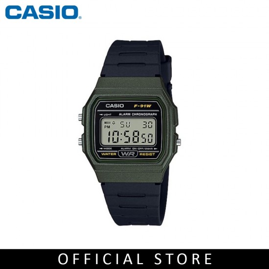 Casio General F-91WM-3A Youth Digital Black Green Resin Band Men Watch 