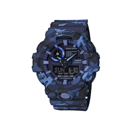 Casio G-Shock GA-700CM-2A Blue Camouflage Resin Band Men Sports Watch