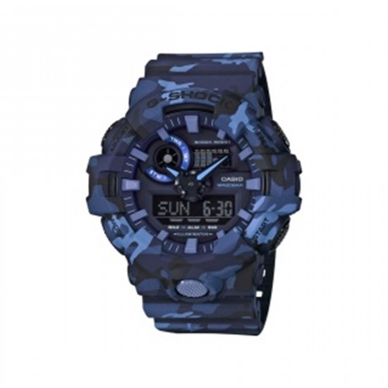 Casio G-Shock GA-700CM-2A Blue Camouflage Resin Band Men Sports Watch