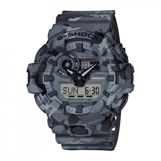 Casio G-Shock GA-700CM-8A Grey Camouflage Resin Band Men Sports Watch