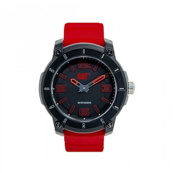 CAT STRATUM 3HD LG-140-28-128 RED SILICON STRAP MEN WATCH