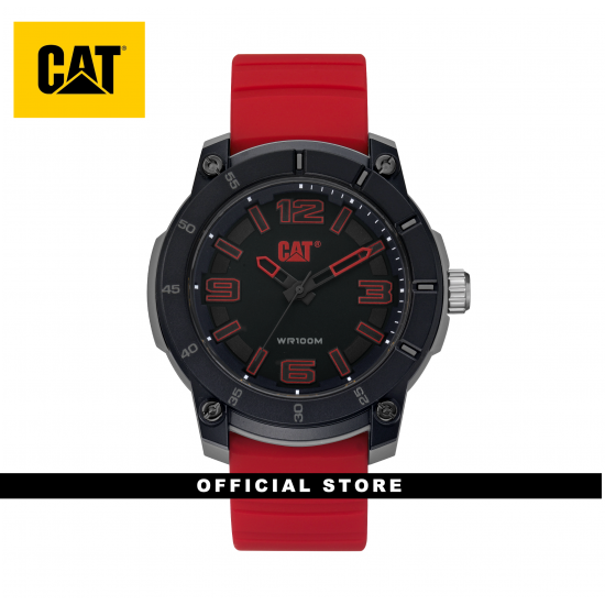 CAT STRATUM 3HD LG-140-28-128 RED SILICON STRAP MEN WATCH