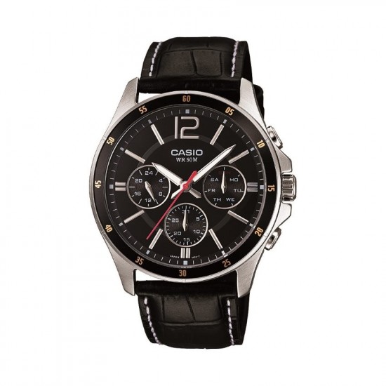 Casio General MTP-1374L-1A Black Leather Band Men Watch 