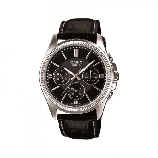 Casio General MTP-1375L-1A Black Leather Band Men Watch