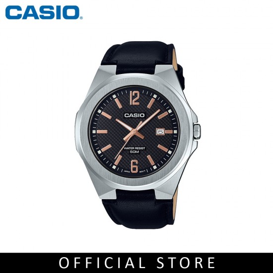 Casio General MTP-E158L-1A Black Leather Band Men Watch