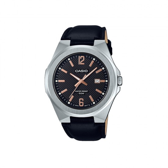 Casio General MTP-E158L-1A Black Leather Band Men Watch