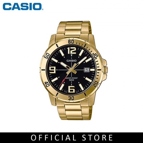 Casio General MTP-VD01G-1B Gold Stainless Steel Band Men Watch