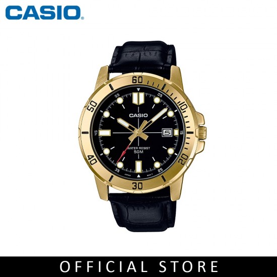 Casio General MTP-VD01GL-1E Black Leather Band Men Watch