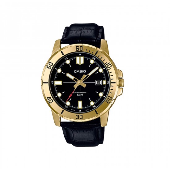 Casio General MTP-VD01GL-1E Black Leather Band Men Watch