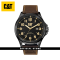 CAT OPERATOR DATE PU-161-35-114 BROWN LEATHER STRAP MEN WATCH