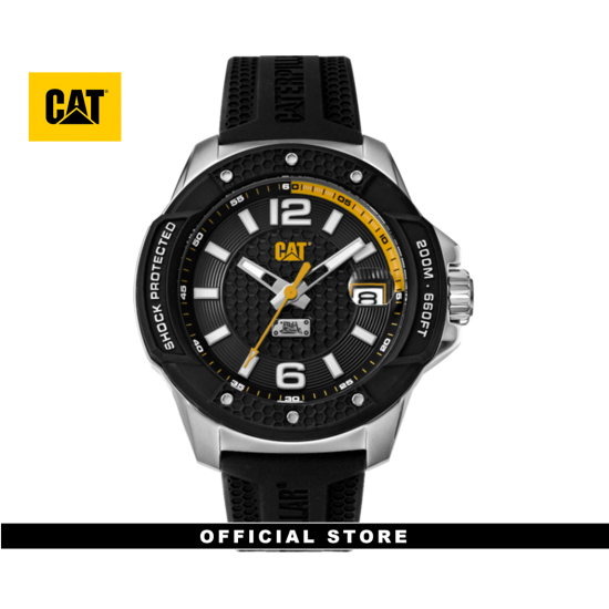 CAT SHOCKMASTER EVO BLACK SILVER SJ-141-21-131 SILICON STRAP MEN WATCH