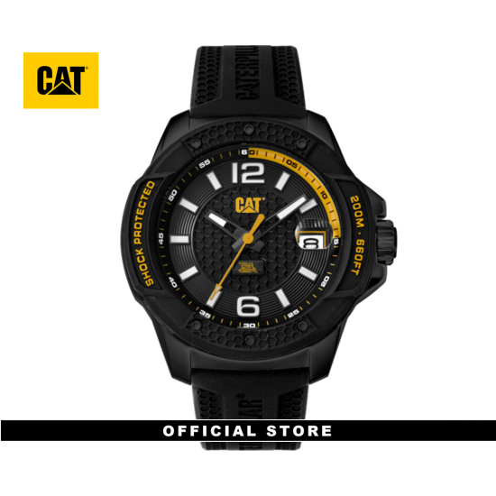 CAT SHOCKMASTER EVO BLACK SILVER SJ-161-21-137 SILICON STRAP MEN WATCH