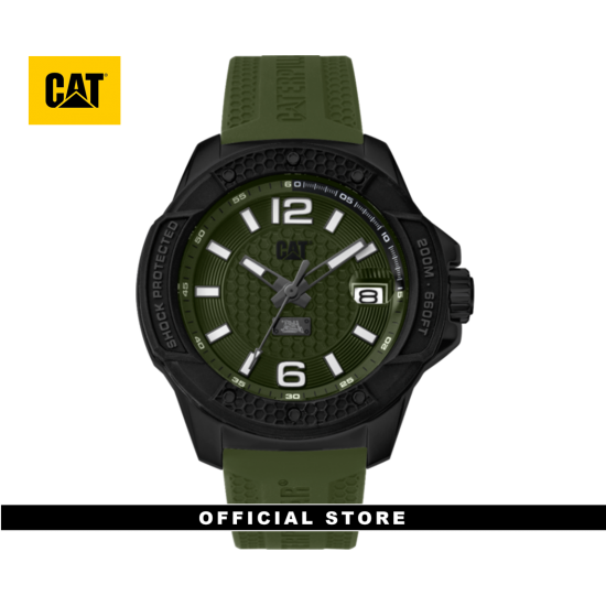 CAT SHOCKMASTER EVO MILITARY GREEN SJ-161-23-331 SILICON STRAP MEN WATCH