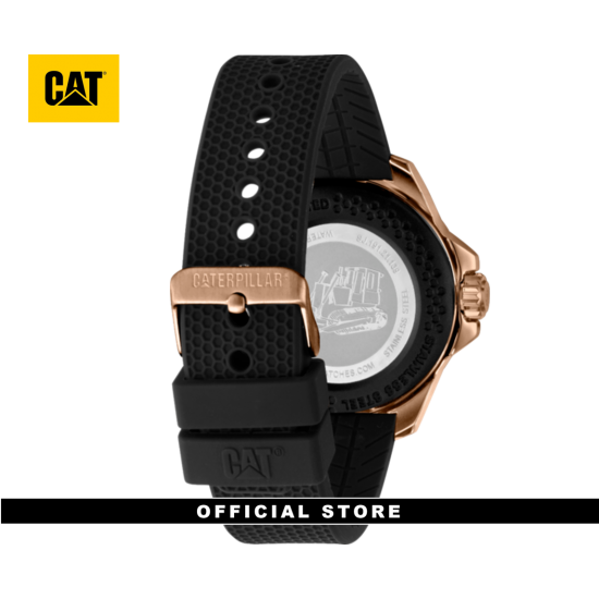 CAT SHOCKMASTER EVO BLACK ROSE GOLD SJ-191-21-139 SILICON STRAP MEN WATCH