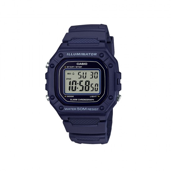 Casio General W-218H-2A Navy Blue Resin Band Youth Men Watch