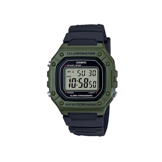 Casio General W-218H-3A Black Resin Band Men Youth Watch